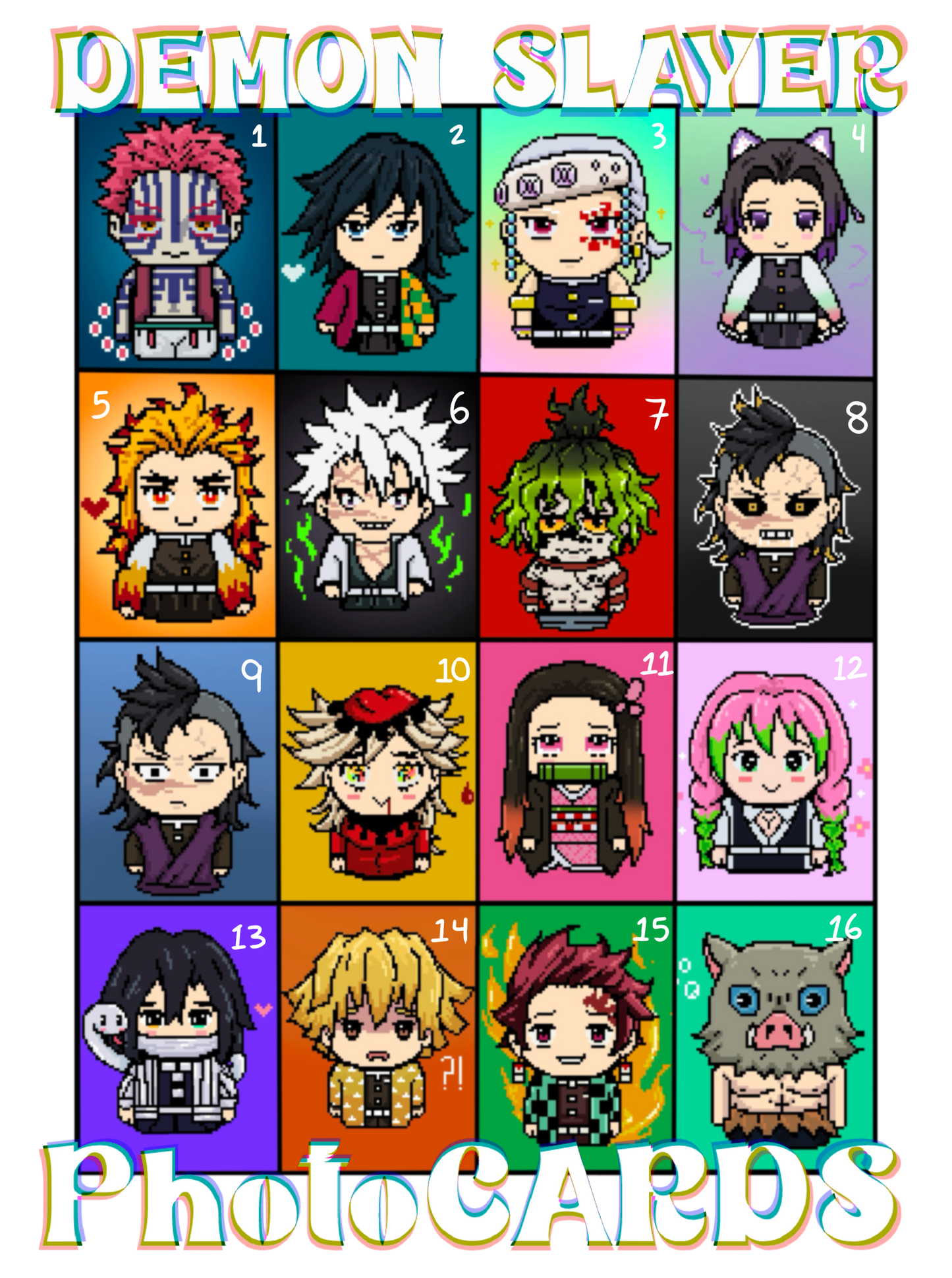 Demon Slayer Pixel Photocards