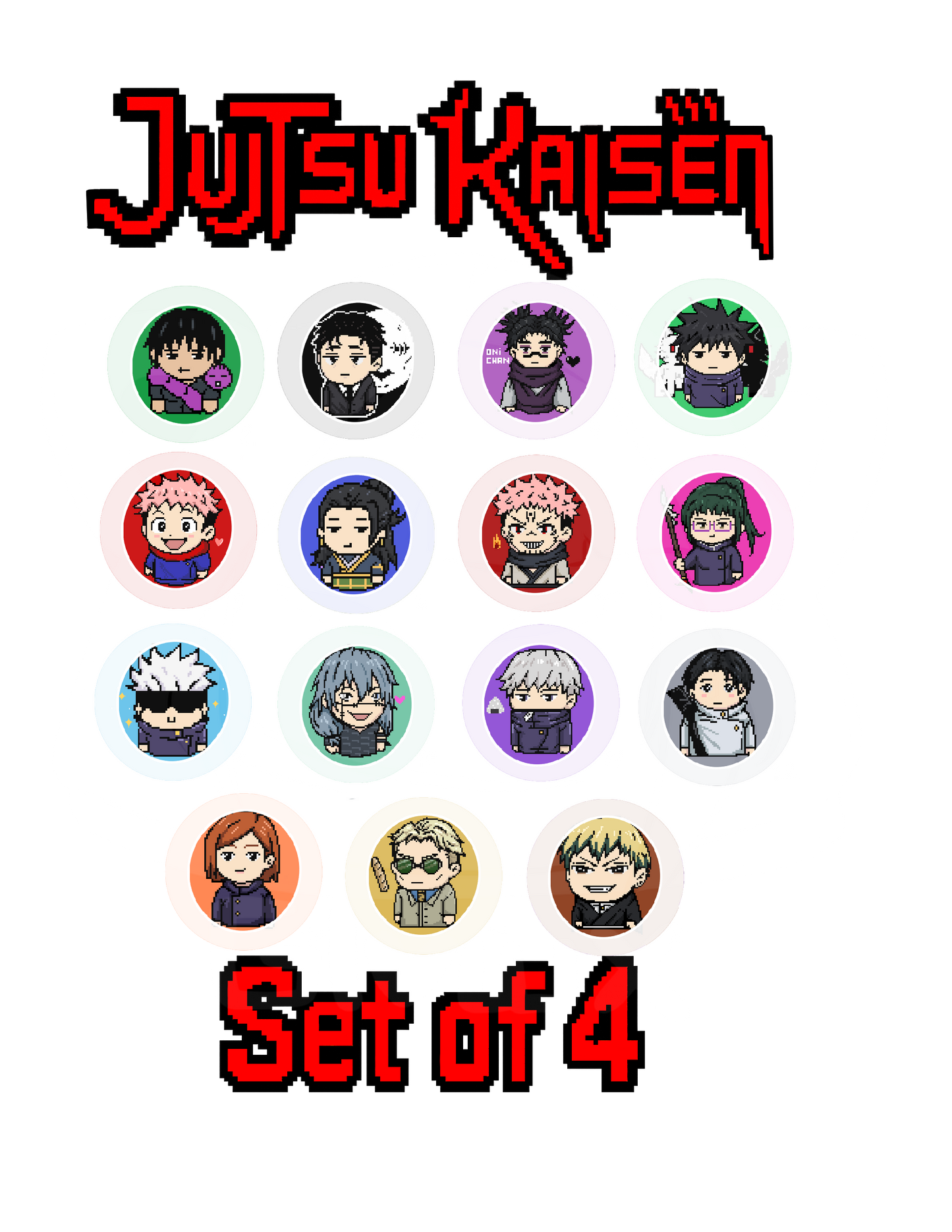 JJK Pixel Mini Pin Buttons [SET OF 4]